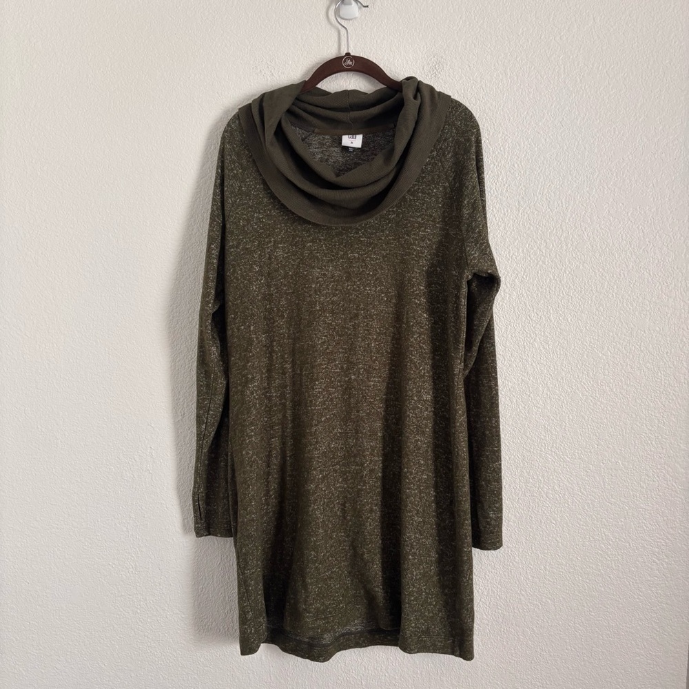 CAbi Women's Size Medium Green Long Sleeve Solace Cowl Neck Sweater Dress
